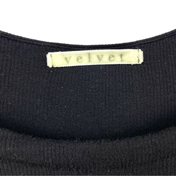 Velvet by Graham & Spencer Black Ribbed Viscose Jersey Ruched Midi Dress Size M - Picture 4 of 8